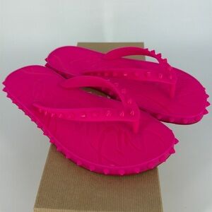 Christian Louboutin 39 Super Loubi Flip Donna Pinup Pink Spike Flip Flops E966
